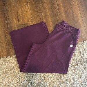 Plum wide leg active pants
